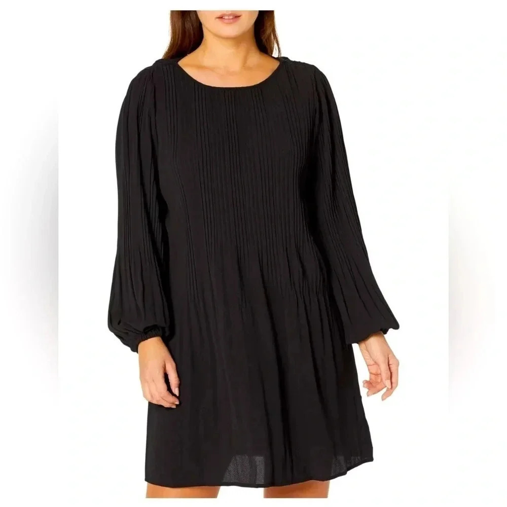 Michael Michael Kors Pleated Release Mini Dress Black Womens Size M NWT
